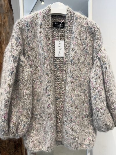Light beige/pink/blue mix big sleeved knit