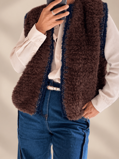 Brown bunny lurex gilet